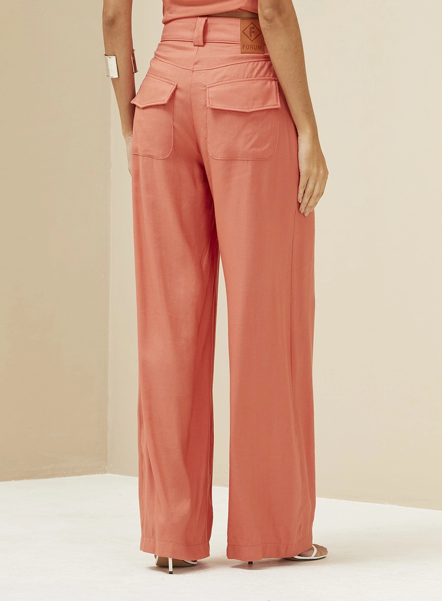 Calça Alfaiataria Reta Solta Vermelho
