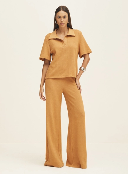 Calça Feminina Pantalona Com Textura
