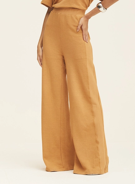 Calça Feminina Pantalona Com Textura