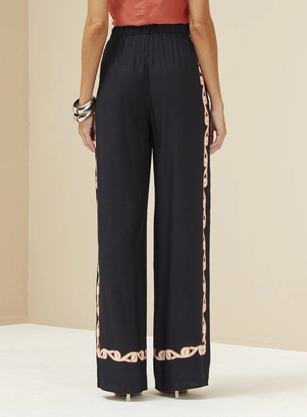 Calça Feminina Ampla Estampada Cós Com Elástico
