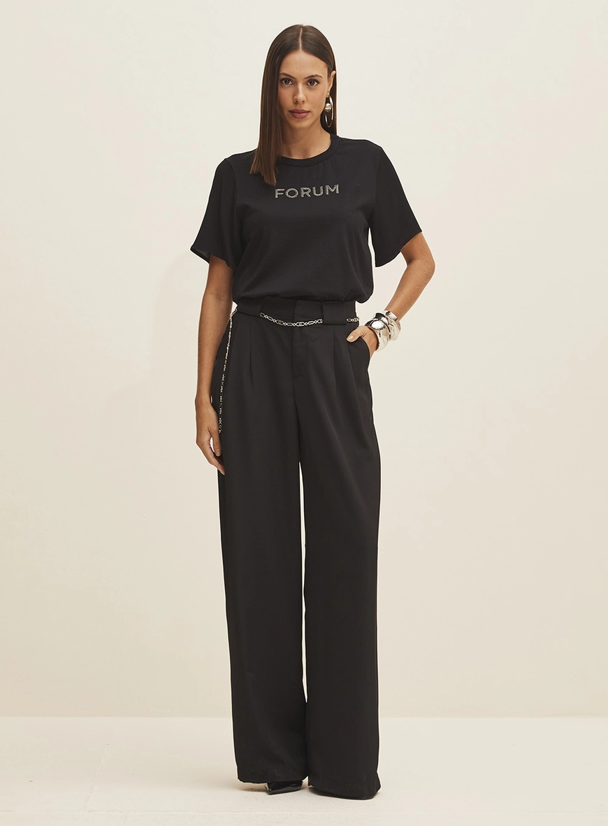 Calça Feminina Alfaiataria Ampla Preto