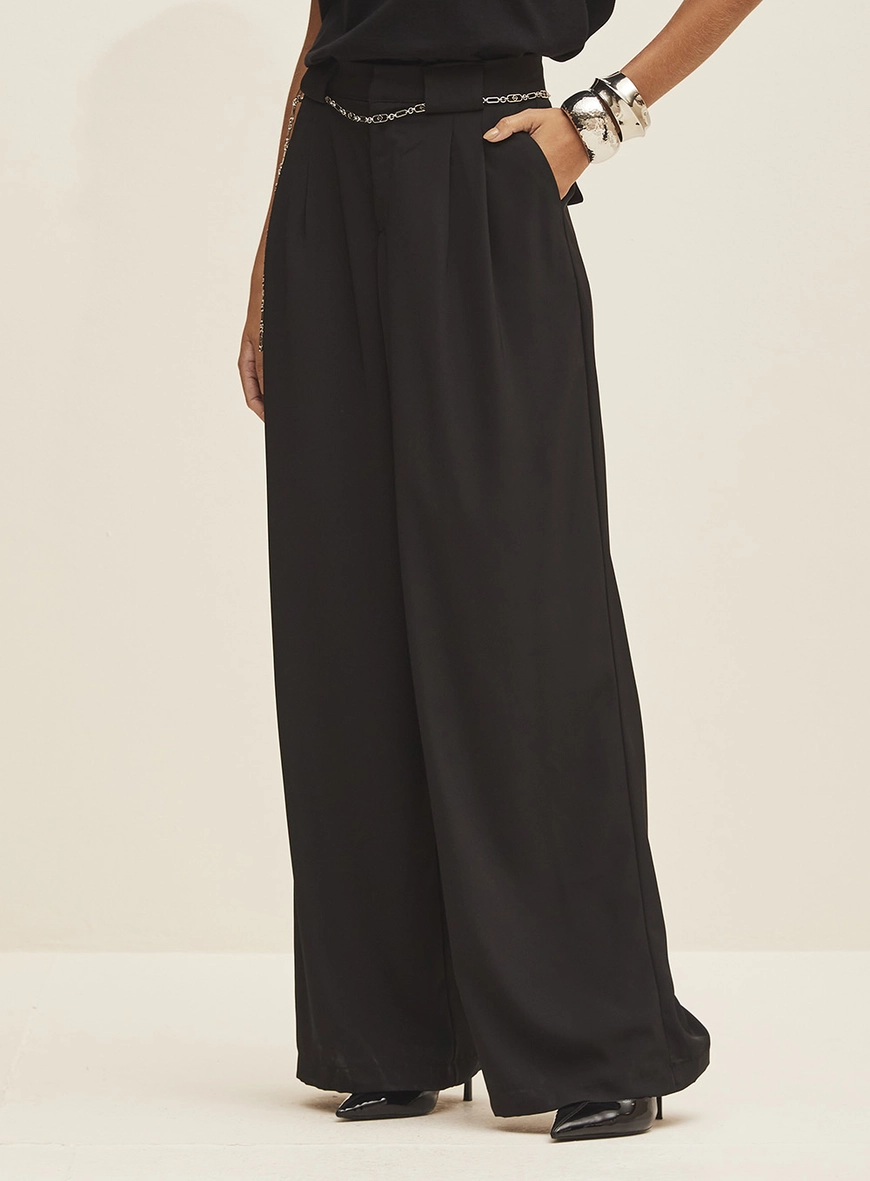 Calça Feminina Alfaiataria Ampla Preto