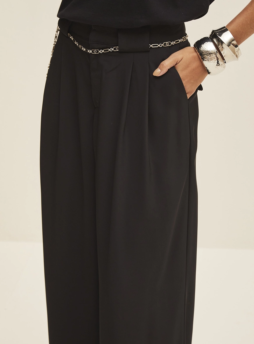 Calça Feminina Alfaiataria Ampla Preto