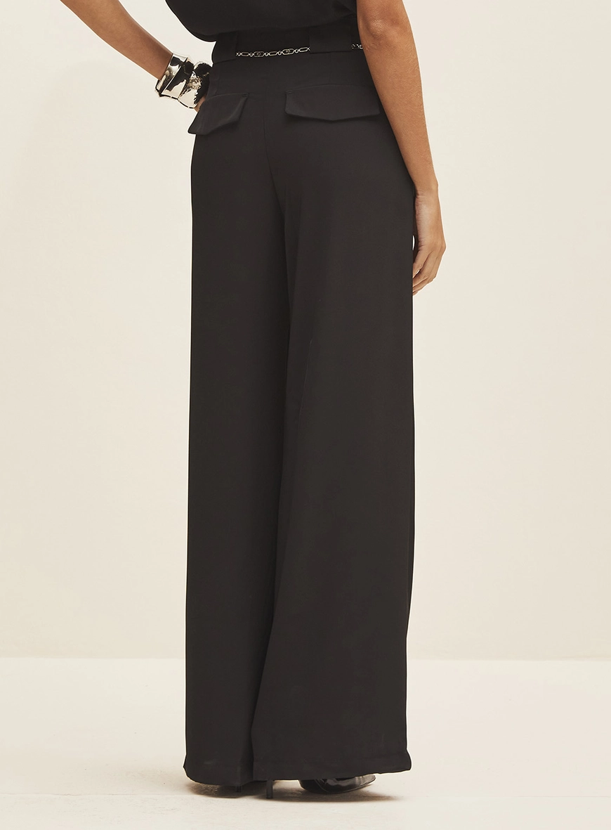 Calça Feminina Alfaiataria Ampla Preto