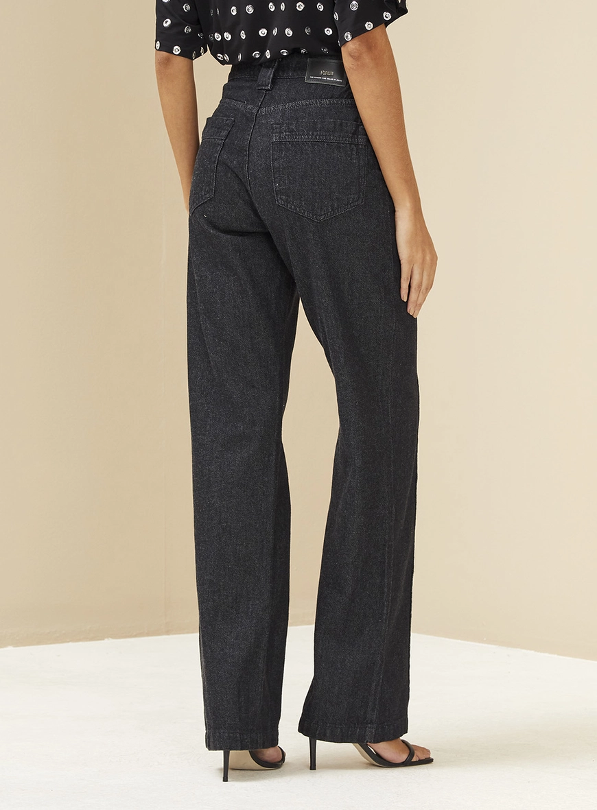 Calça Feminina Jeans Wide Leg - Raquel Indigo Preto