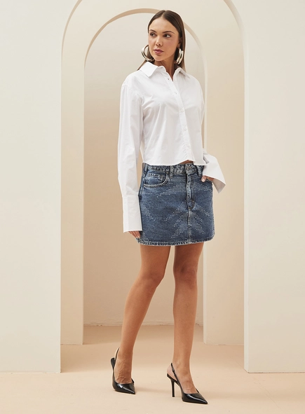 Saia Jeans Com Aplicação