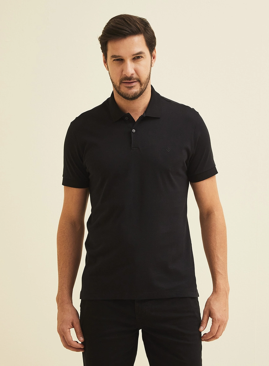 Polo Básica Muscle Lisa Pima Preto
