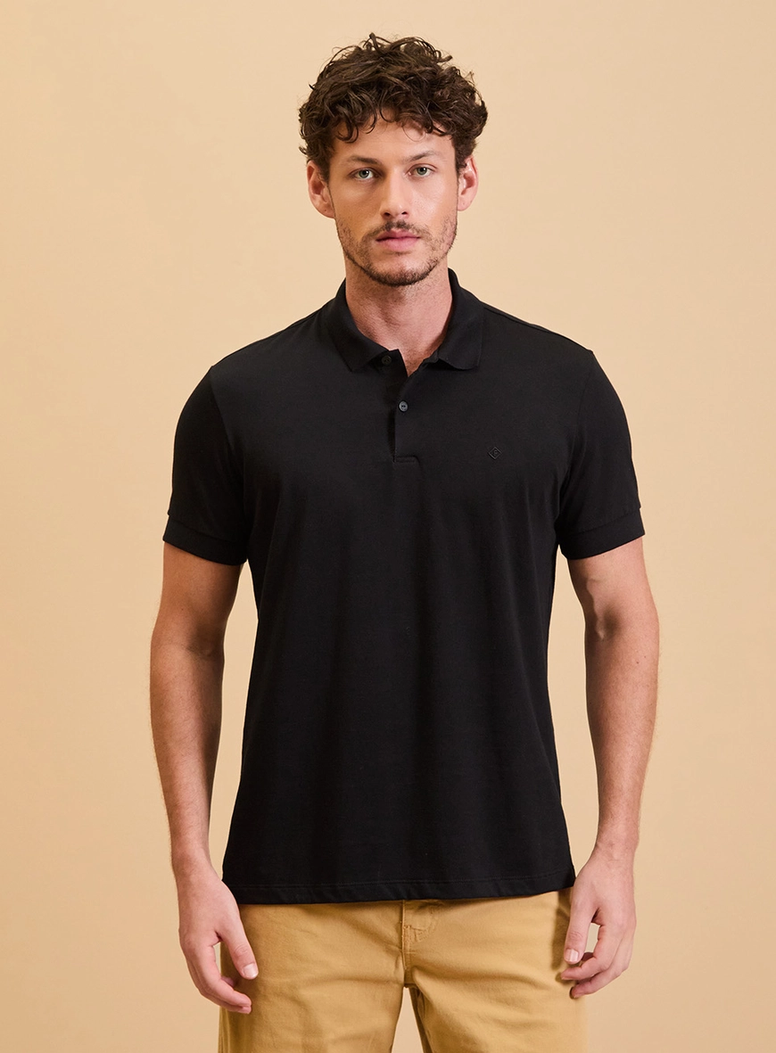 Polo Básica Muscle Lisa Pima Preto