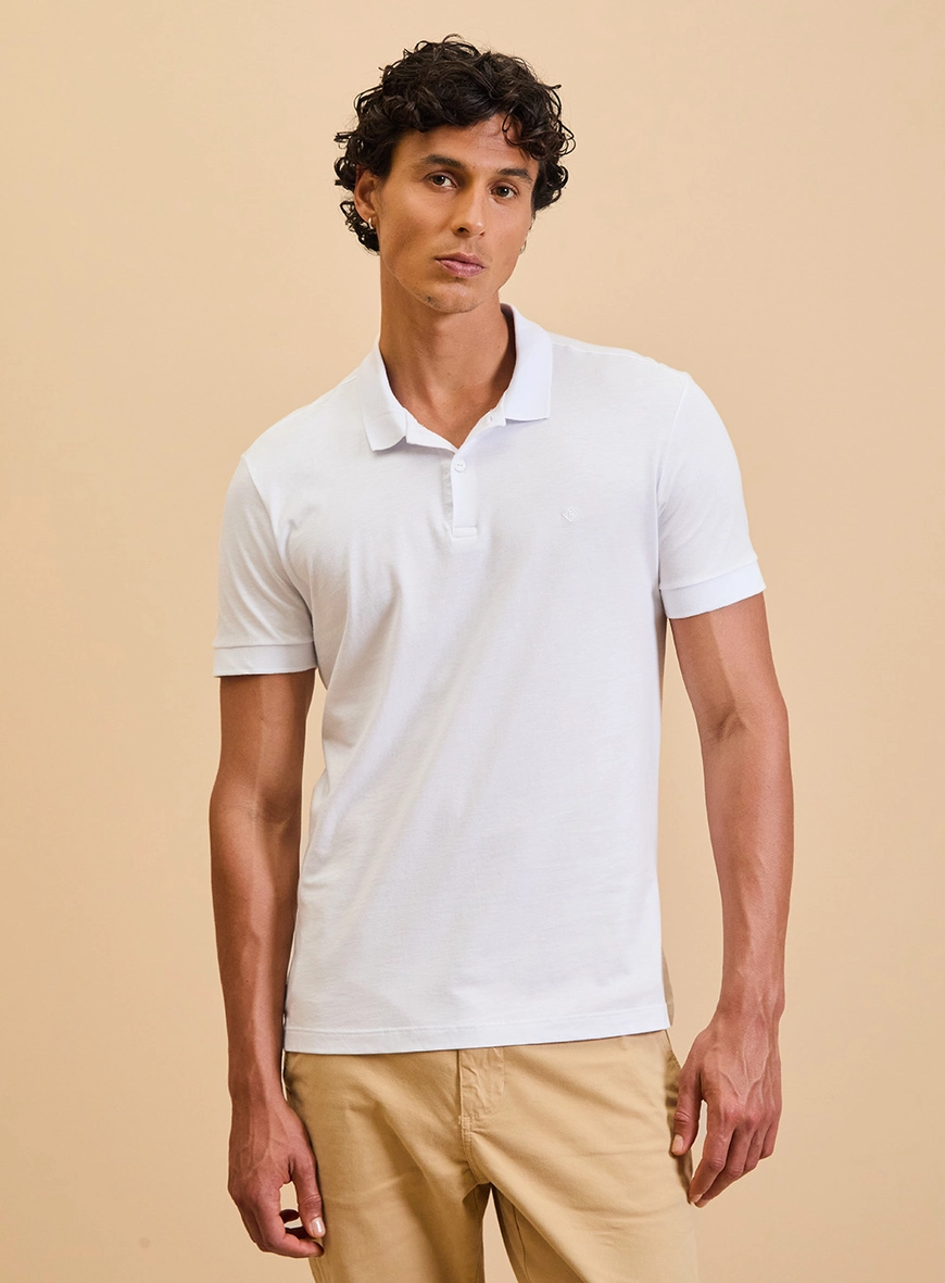 Polo Básica Muscle Lisa Pima Branco