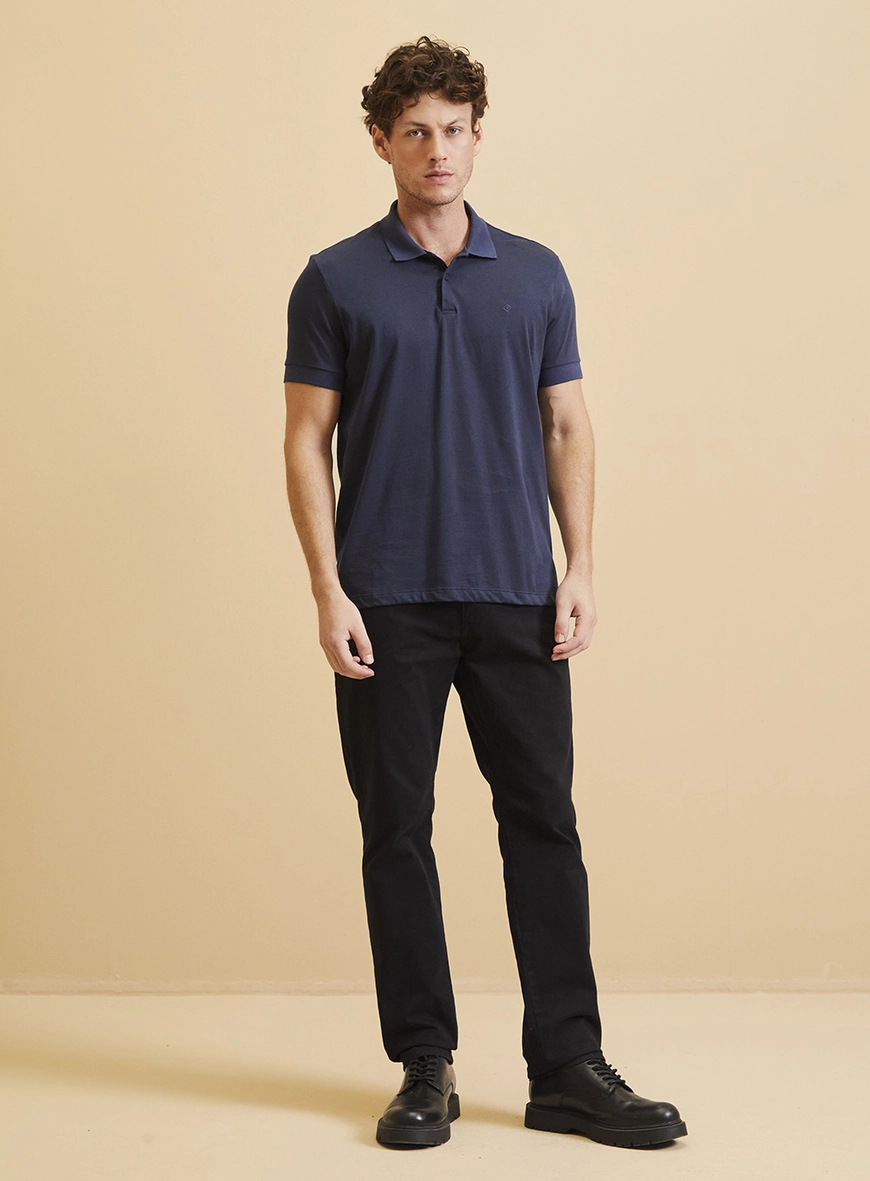 Polo Básica Muscle Lisa Pima Azul