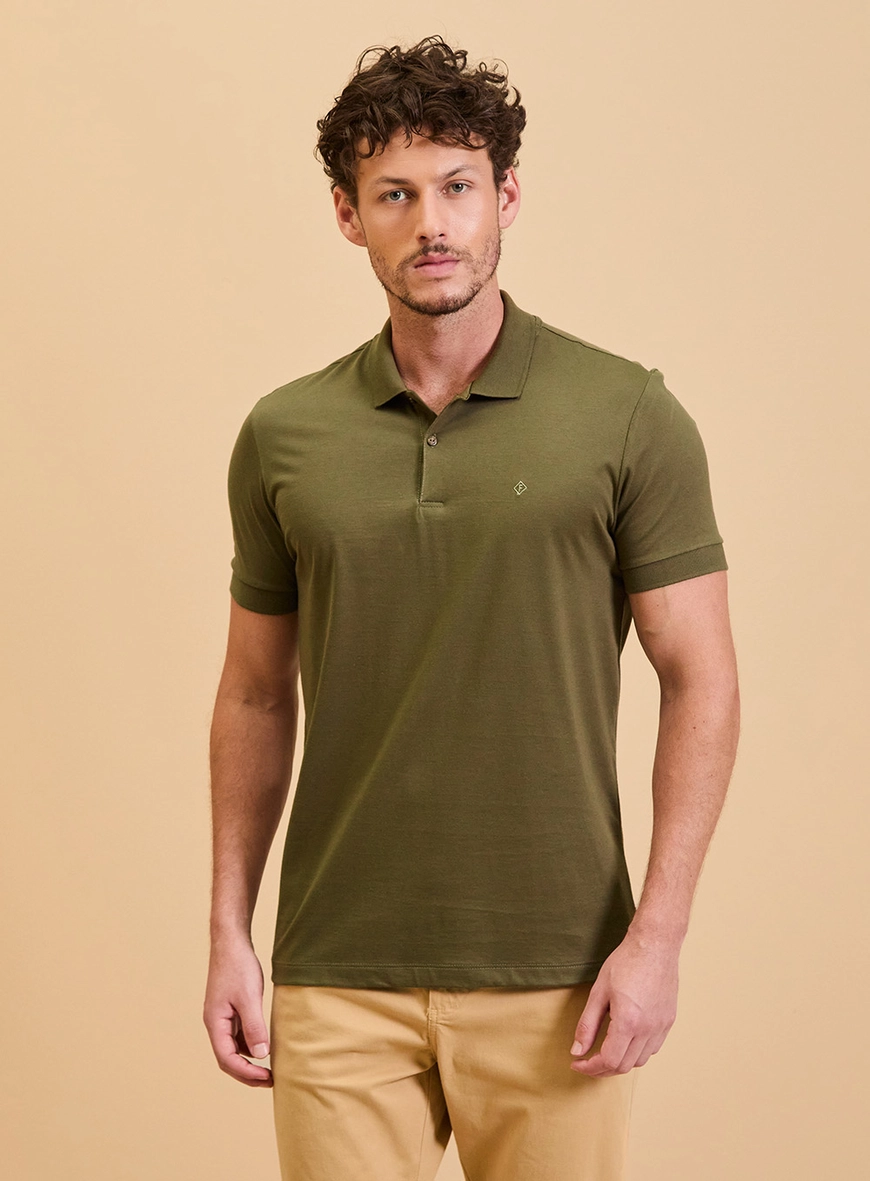 Polo Básica Muscle Lisa Pima Verde Sap