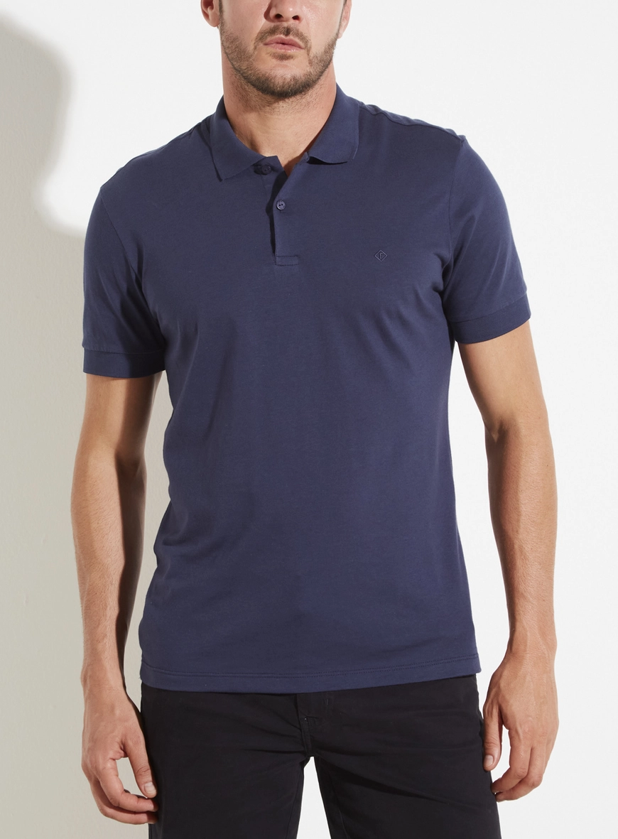 Polo Básica Muscle Lisa Pima Azul