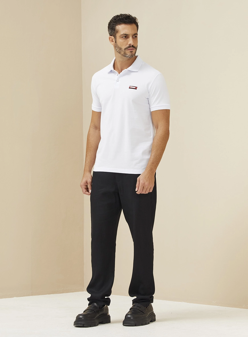 Polo Masculina Manga Curta Basic Branco