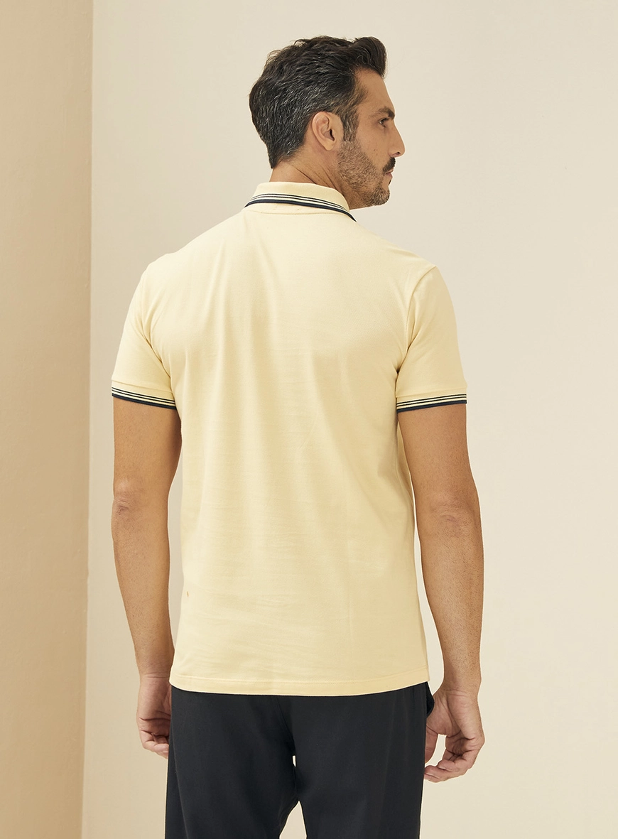 Polo Masculina Manga Curta Bege
