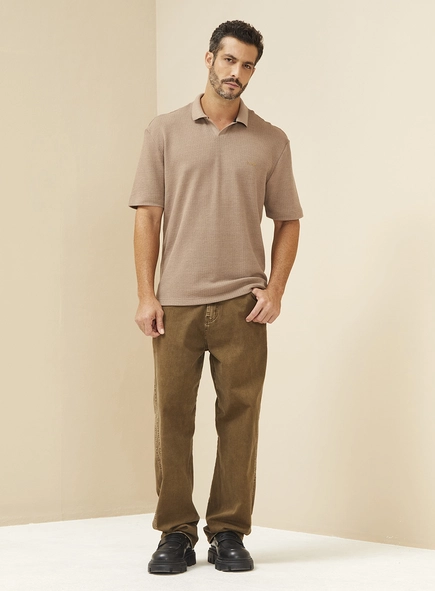 Polo Masculina Oversized Com Textura