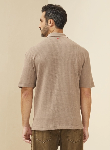Polo Masculina Oversized Com Textura