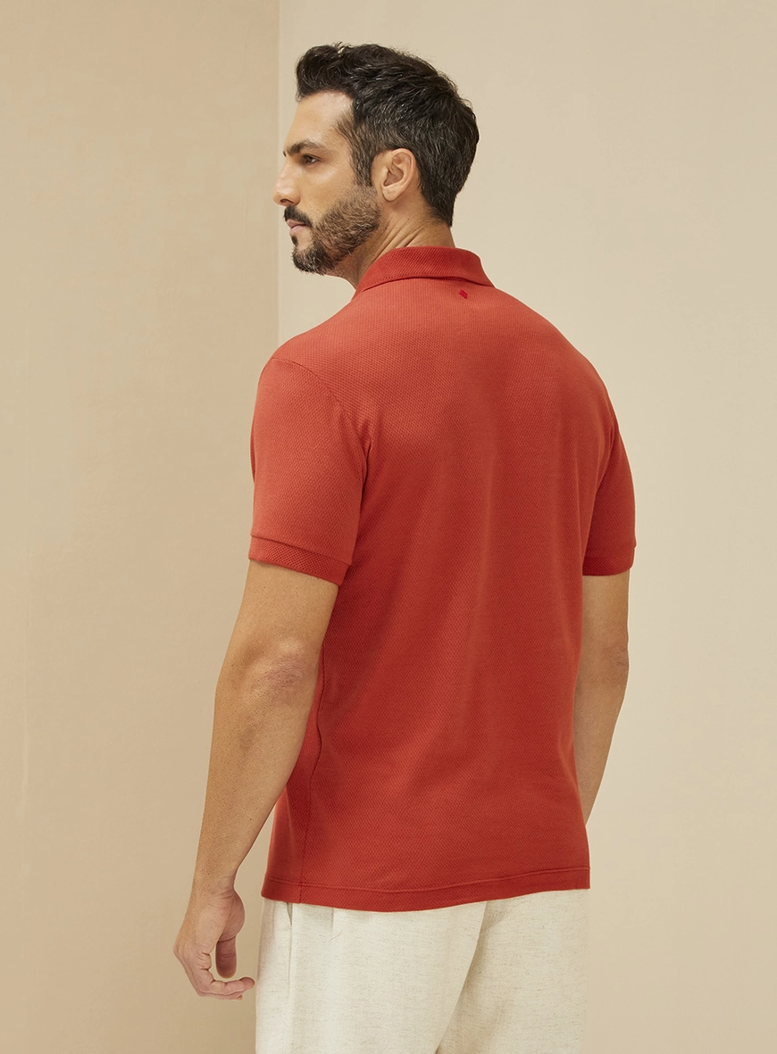 Polo Masculina Comfort Manga Curta Laranja Spicy Heinz