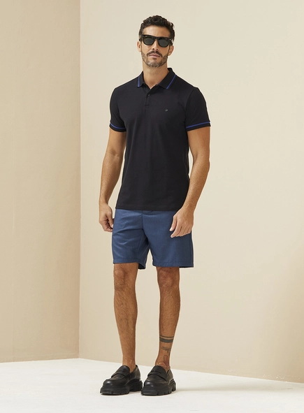 Polo Masculina Com Listras Contrastantes