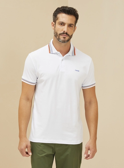Polo Masculina Com Listras Em Contraste