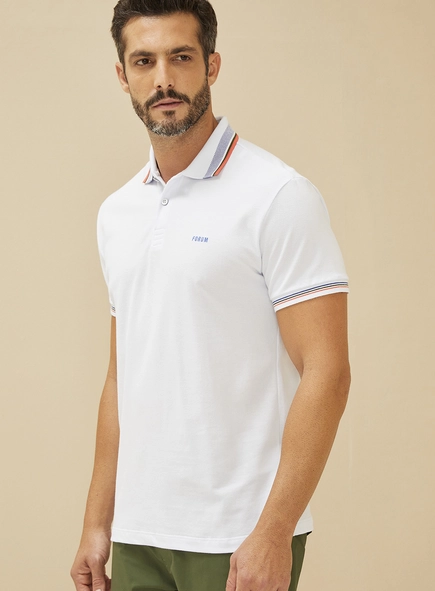 Polo Masculina Com Listras Em Contraste