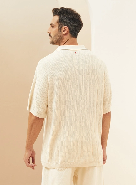 Polo Masculina Em Tricô Canelada