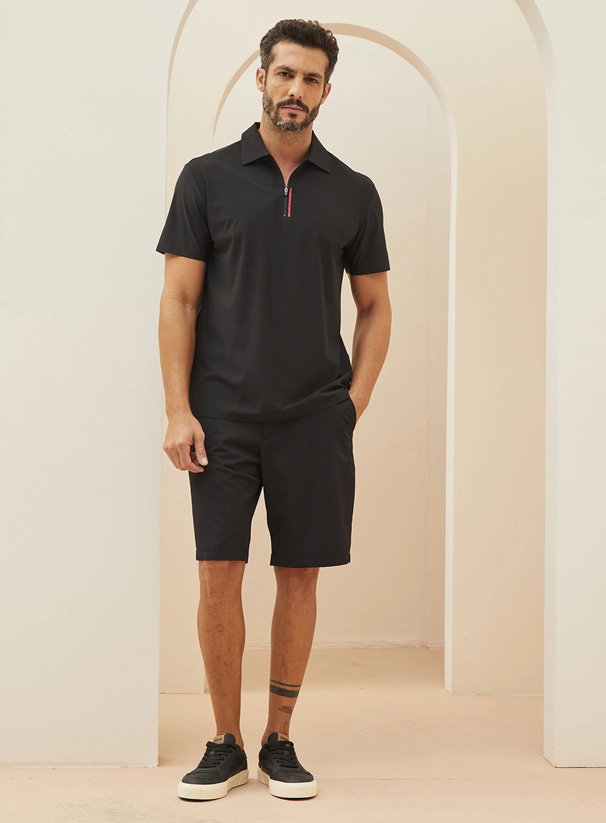 Polo Masculina Com Fecho Em Zíper Preto