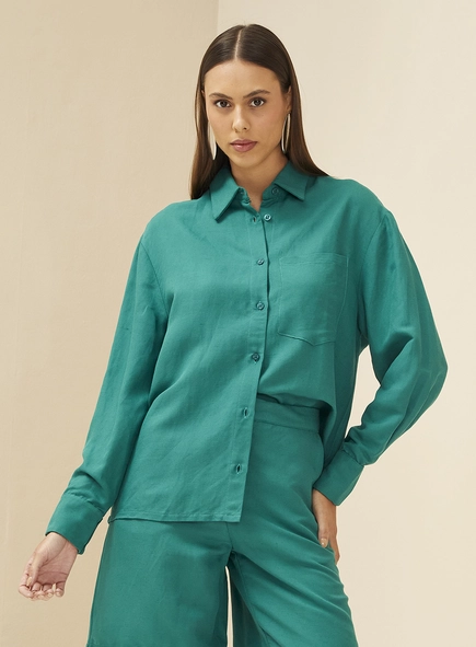 Camisa Feminina Manga Longa Em Linho