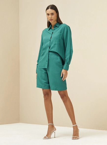 Camisa Feminina Manga Longa Em Linho