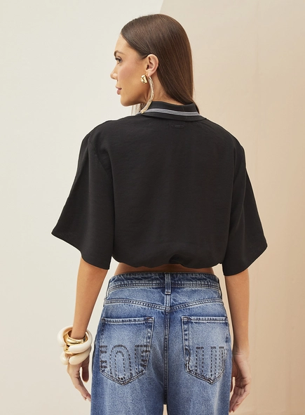 Camisa Feminina Barra Com Elástico