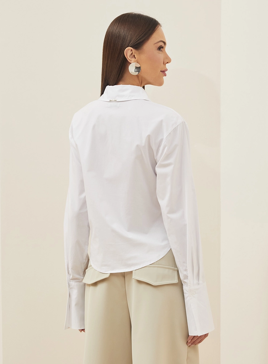 Camisa Feminina Manga Longa Alfaiataria Branco