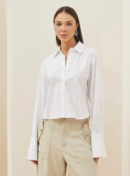 Camisa Feminina Manga Longa Alfaiataria