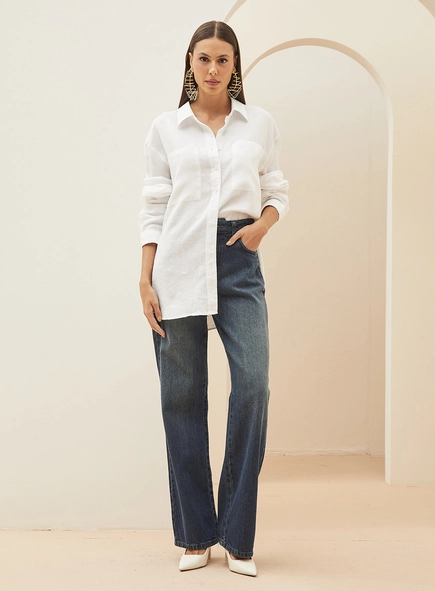 Camisa Feminina Alfaiataria Em Linho