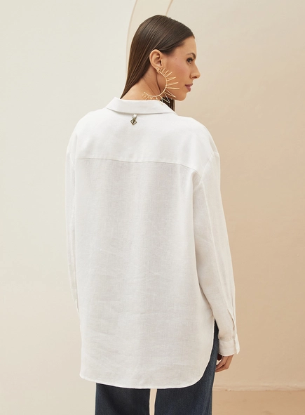 Camisa Feminina Alfaiataria Em Linho