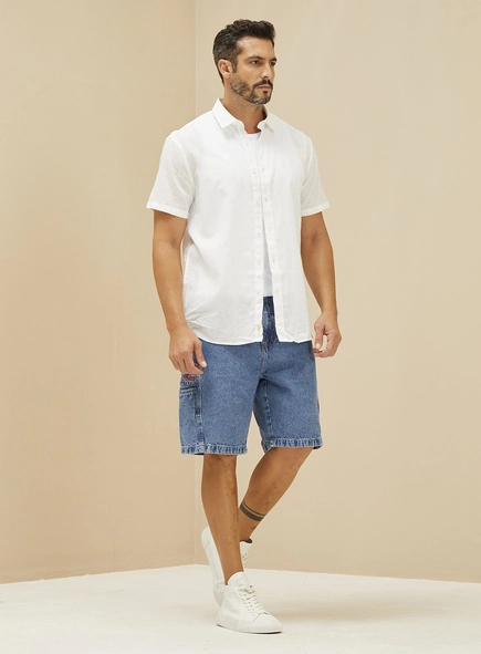 Camisa Masculina Linho Manga Curta -  Relax