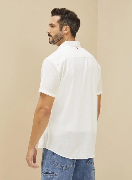 Camisa Masculina Linho Manga Curta -  Relax
