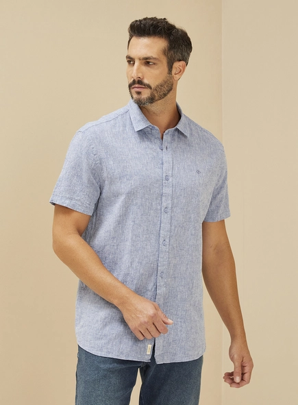 Camisa Masculina Linho Manga Curta -  Relax