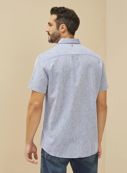 Camisa Masculina Linho Manga Curta -  Relax