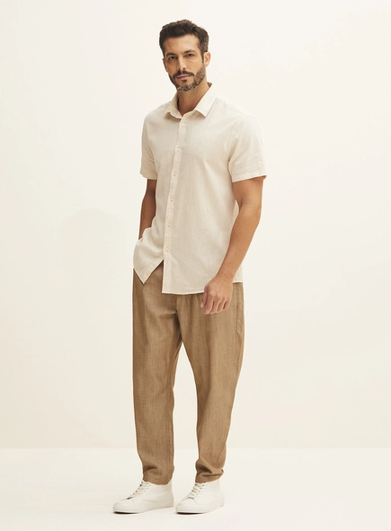 Camisa Masculina Linho Manga Curta -  Relax