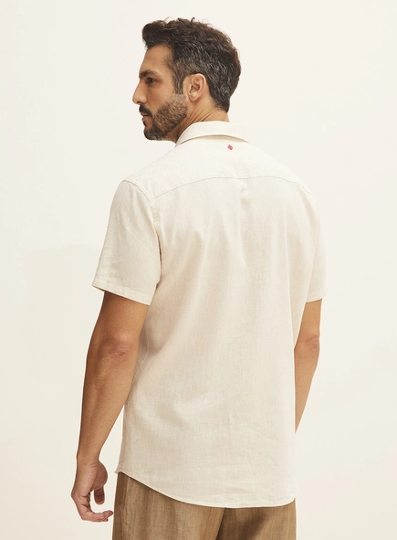 Camisa Masculina Linho Manga Curta -  Relax