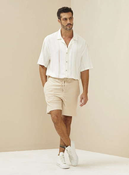 Camisa Masculina Linho Estampada Vintage Over