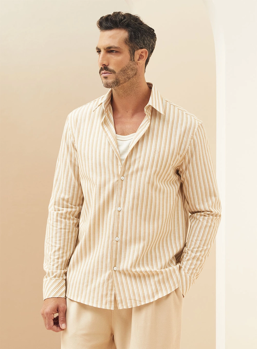Camisa Listrada Relax Manga Longa Estampados
