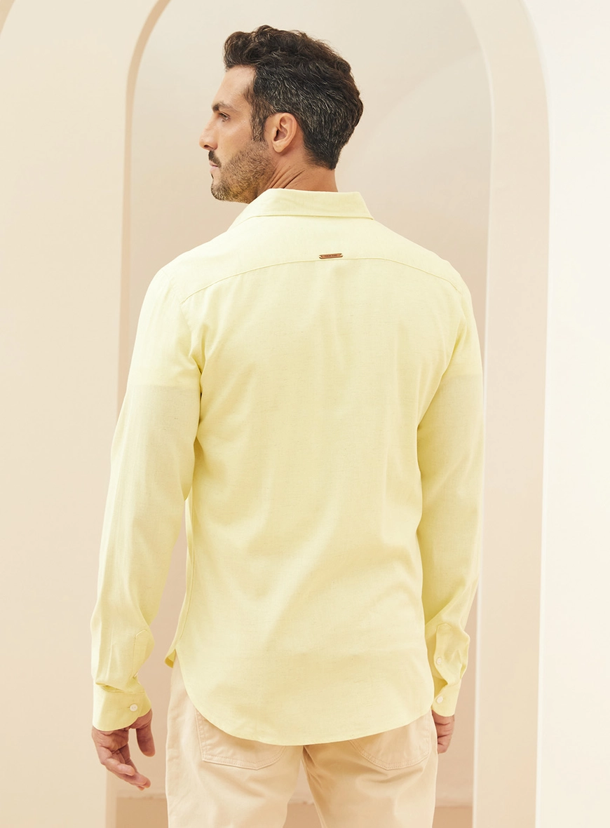 Camisa Masculina Em Linho - St Barths Amarelo