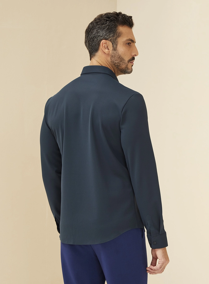 Camisa Alfaiataria Masculina Manga Longa Azul
