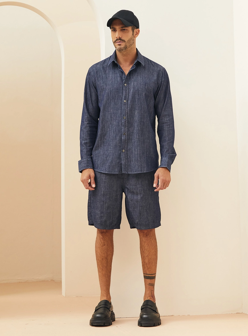 Camisa Masculina Jeans Relax Índigo