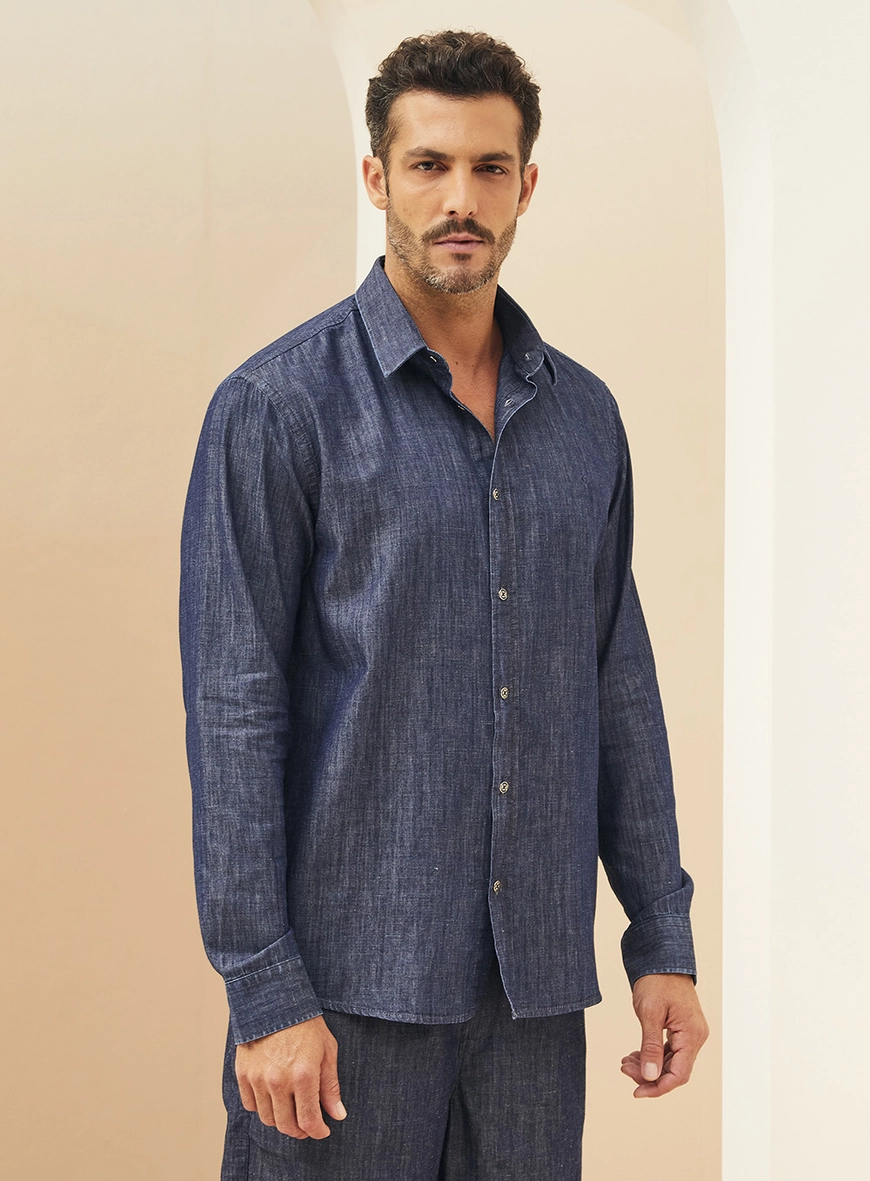 Camisa Masculina Jeans Relax Índigo