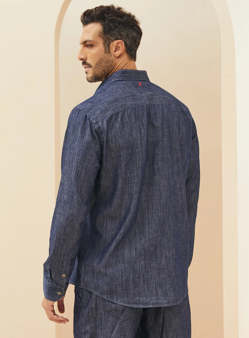 Camisa Masculina Jeans Relax Índigo