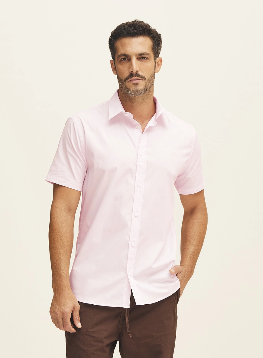 Camisa Masculina Slim Fit Rosa Rosalie