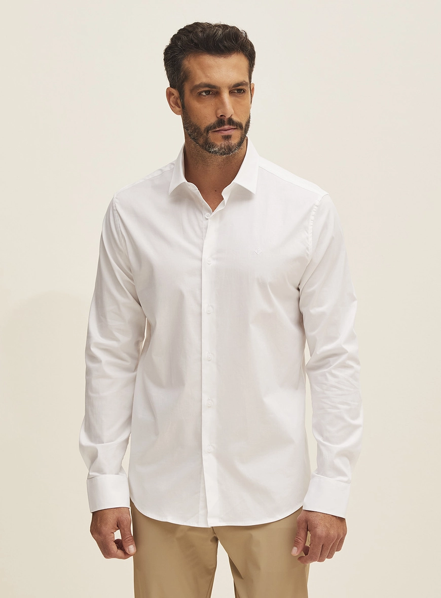 Camisa Masculina Manga Longa Slim Fit Branco