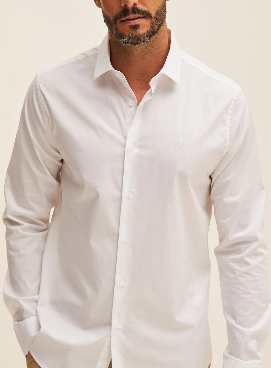 Camisa Masculina Manga Longa Slim Fit Branco