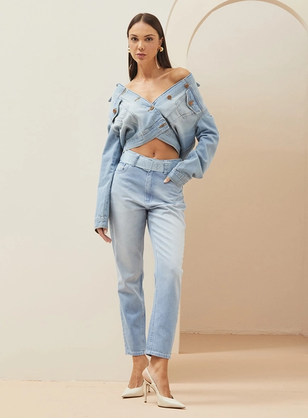 Jaqueta Feminina Jeans Reta
